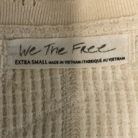 Free people Santa Clara, cream waffle, knit, V-neck, thermal top - Picture 5 of 11